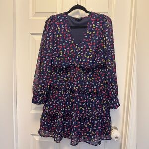 Women’s Floral Dress with Sheer Sleeves Wednesday’s Girl